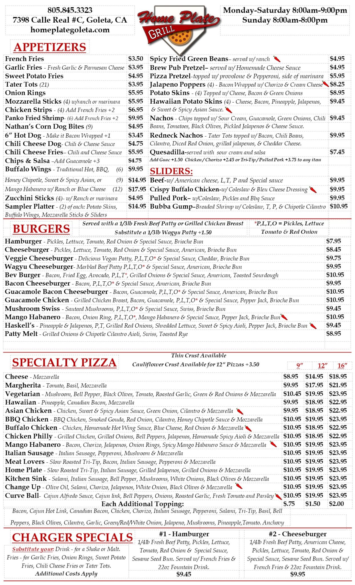 Lunch & Dinner Menu - Home Plate Grill Goleta